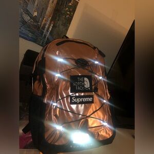Brand new with tags never used northface supreme collage rose gold backpack